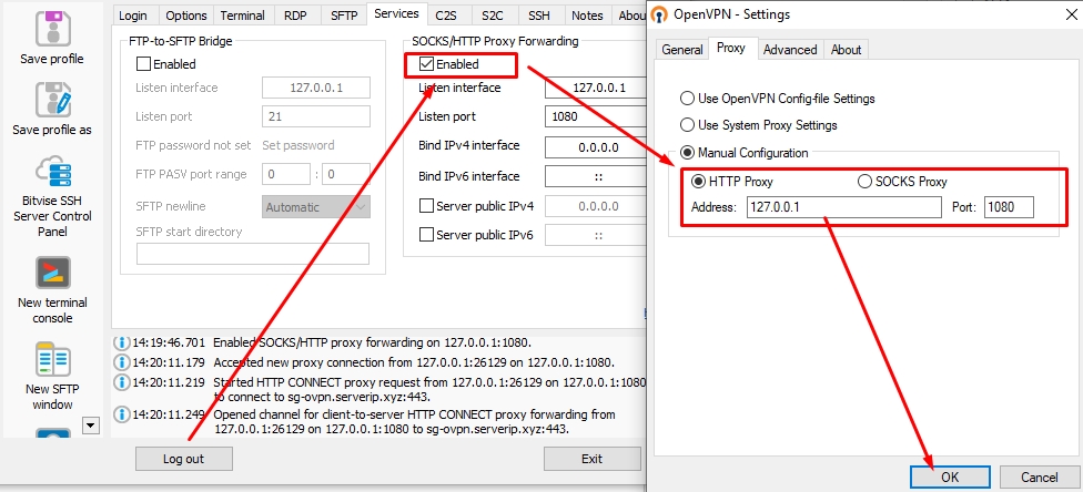 How to Combine SSH with OpenVPN on PC
